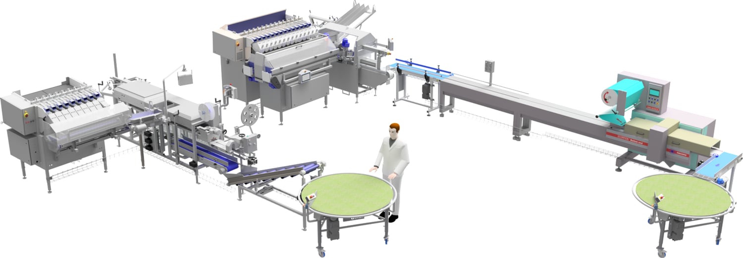 Pome fruit packaging line