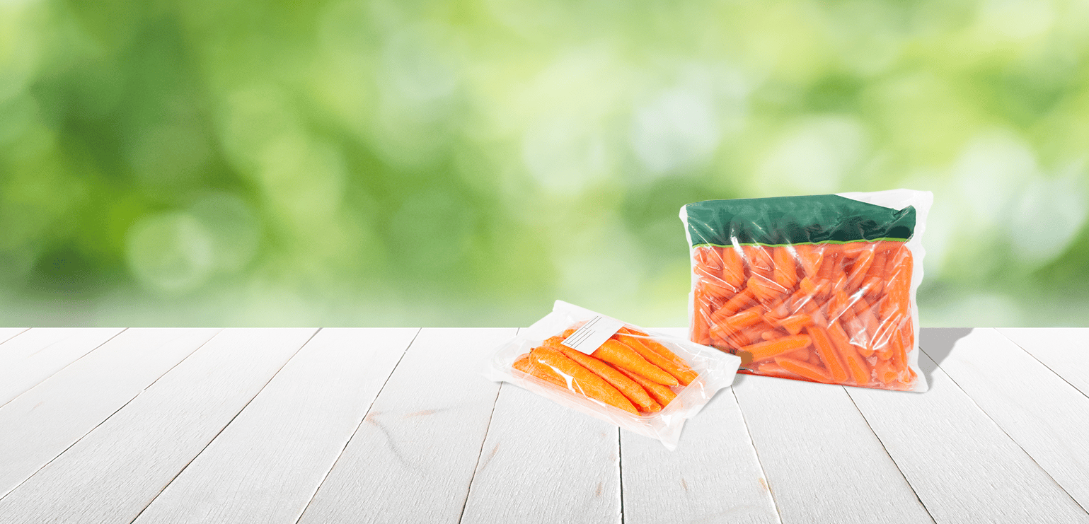Carrots packed in a pillow bag using a vertical JASA packaging machine, efficient and sustainable carrot packaging