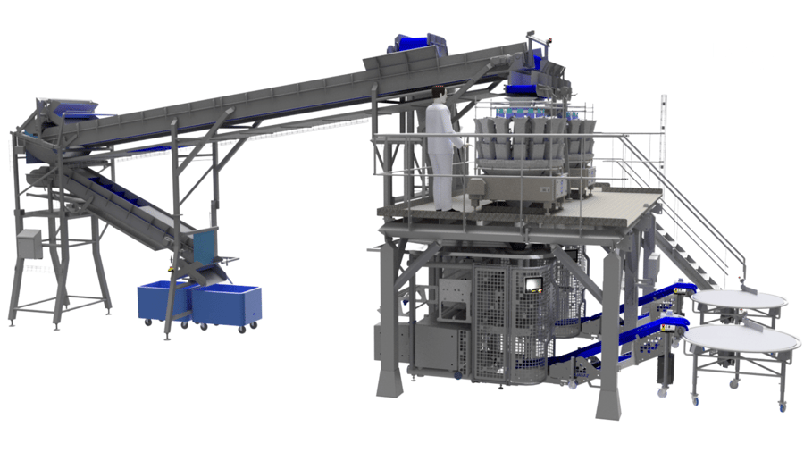 JASA complete weighing and vertical packaging line for food products