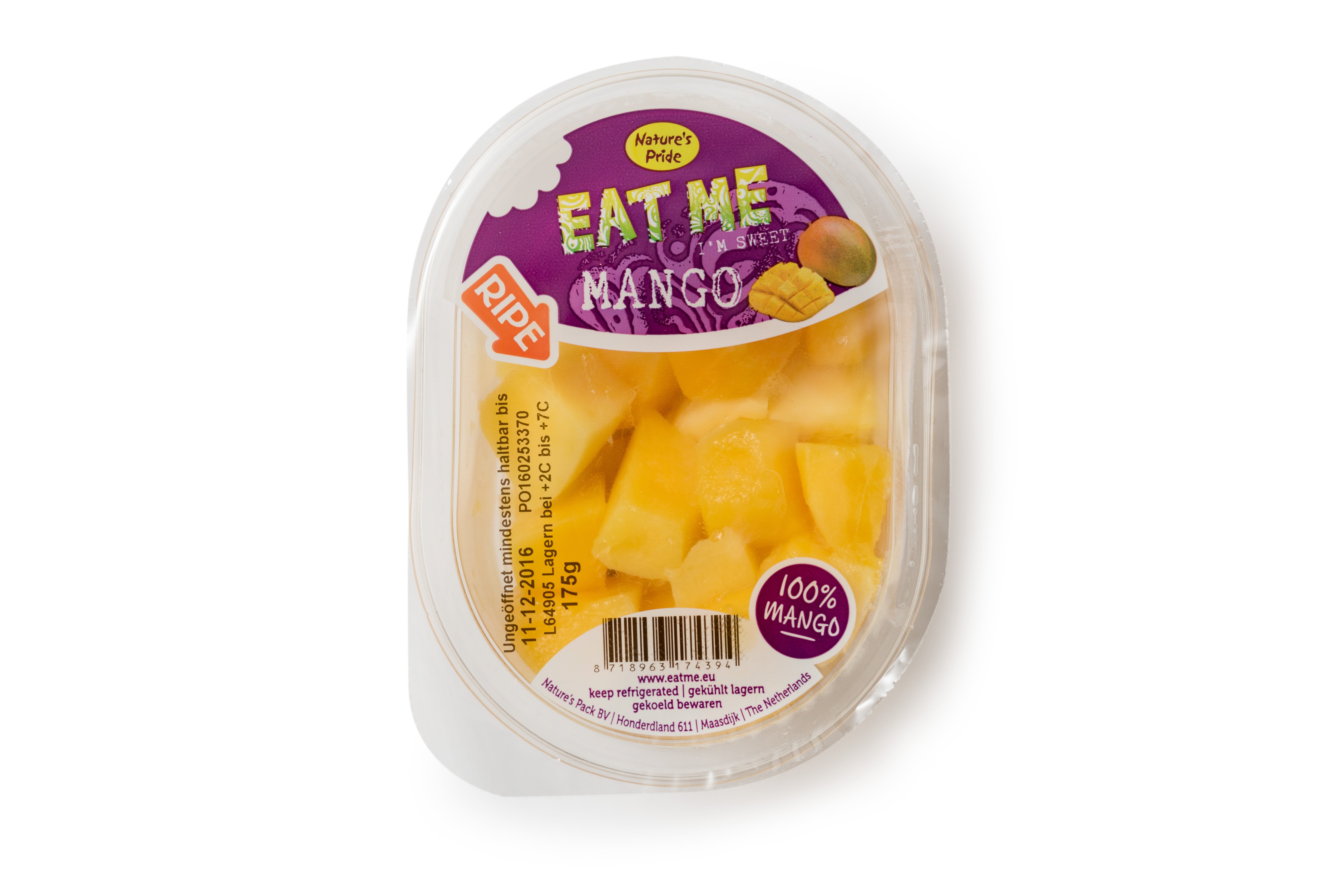 Gesneden mango verpakt door JASA