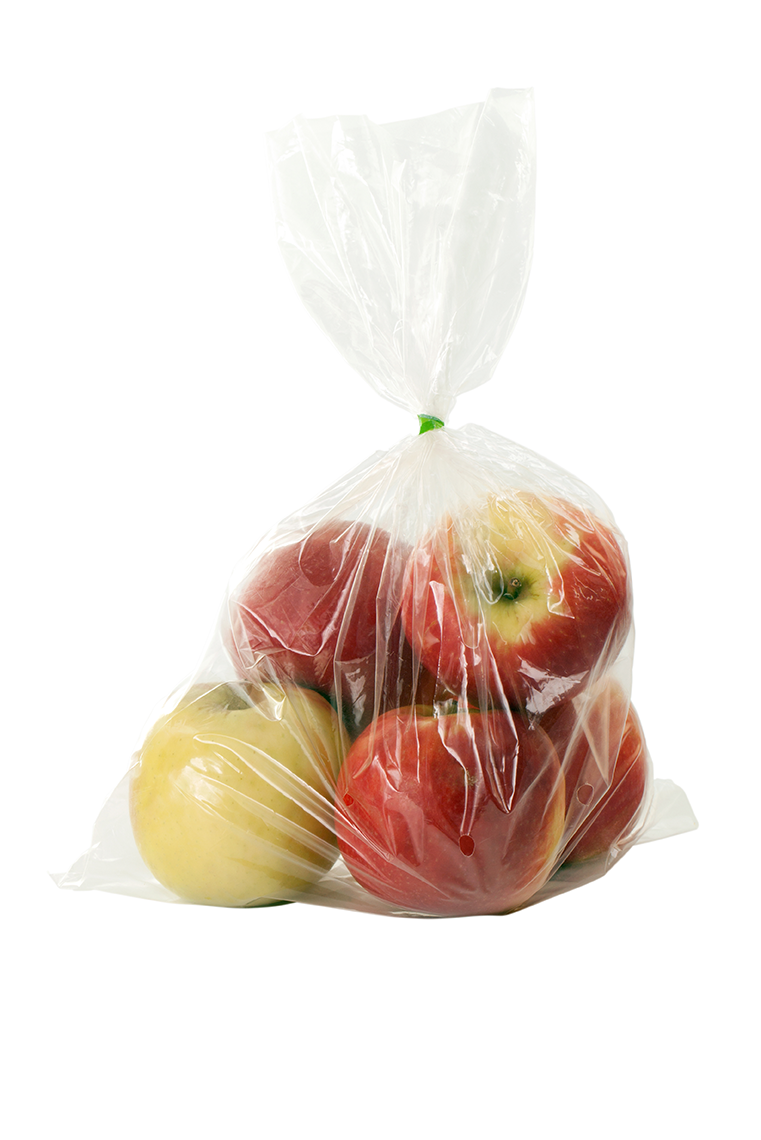 Apfel in Tüte verpackt