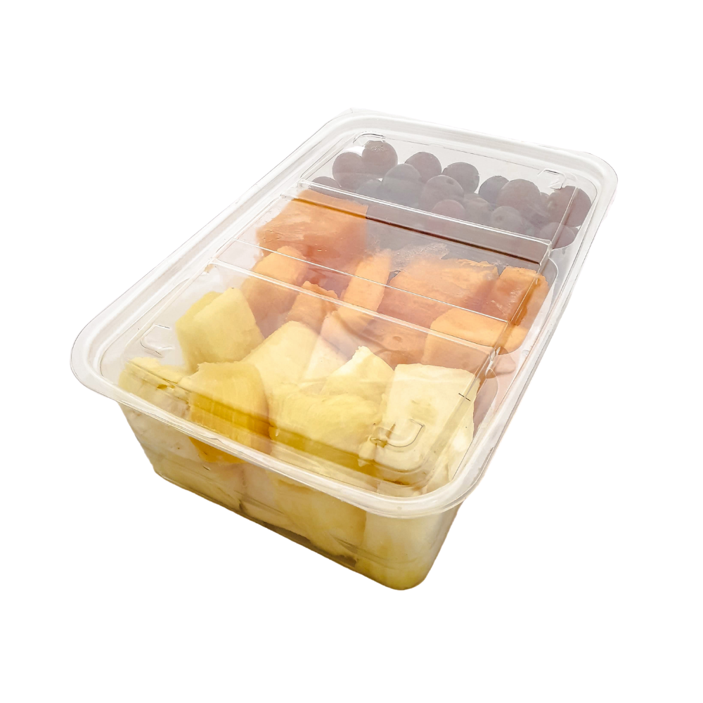 Sliced ​​fruit in three compartments